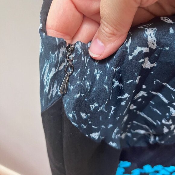 Anthropologie Leifsdottir Women's Sleeveless Silk Dress Size 10‎ Blue & Black - Picture 2 of 7